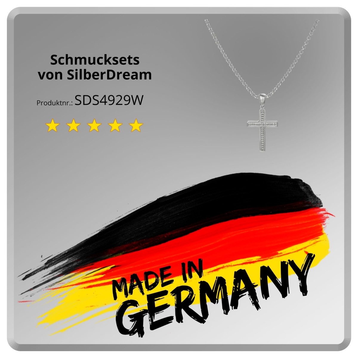 Anhänger und Zirkonia Kreuz Kette Set weiß SilberDream SDS4929W Schmuck 925er