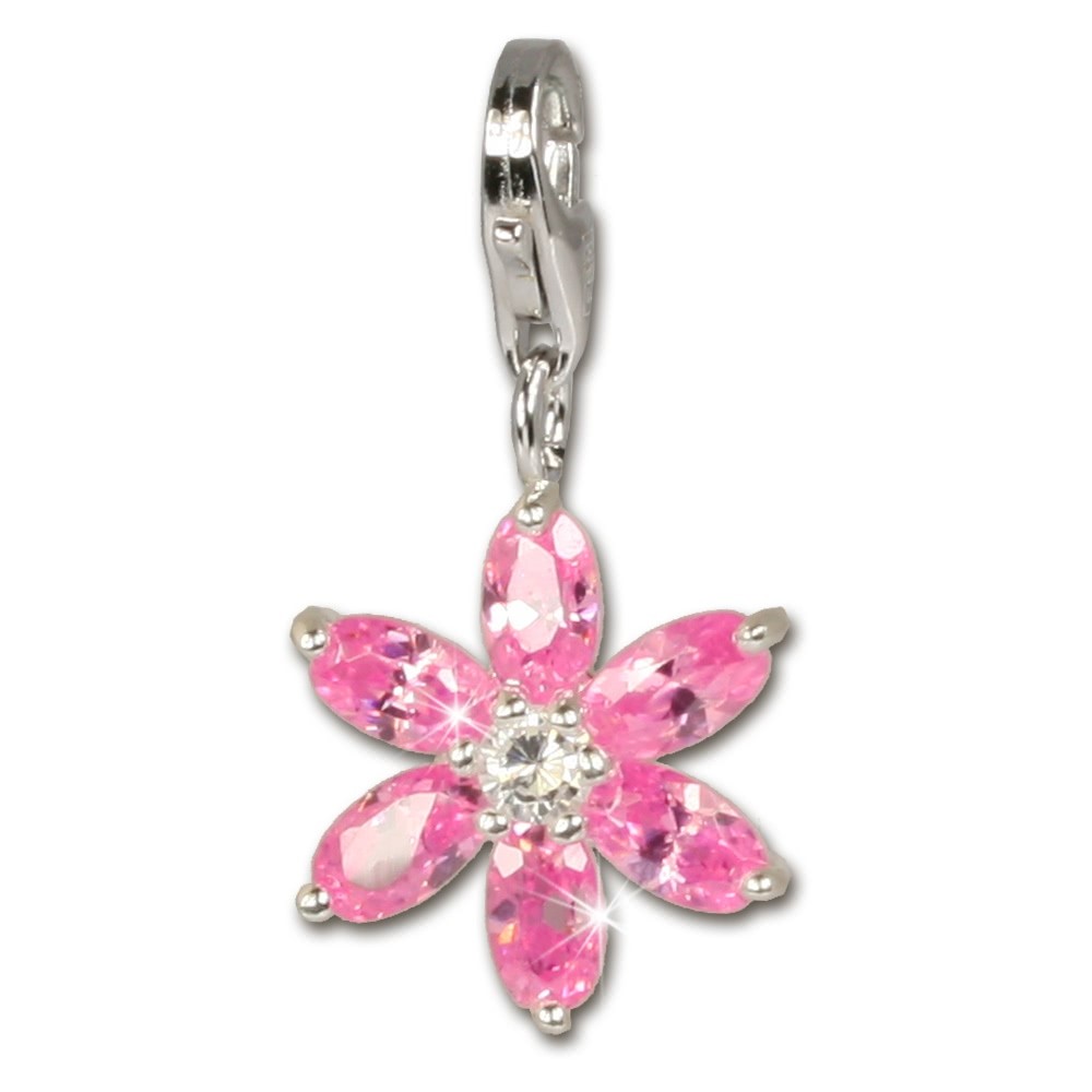 SilberDream 925 Charm Blume rosa Armband Ketten Anhänger FC4114