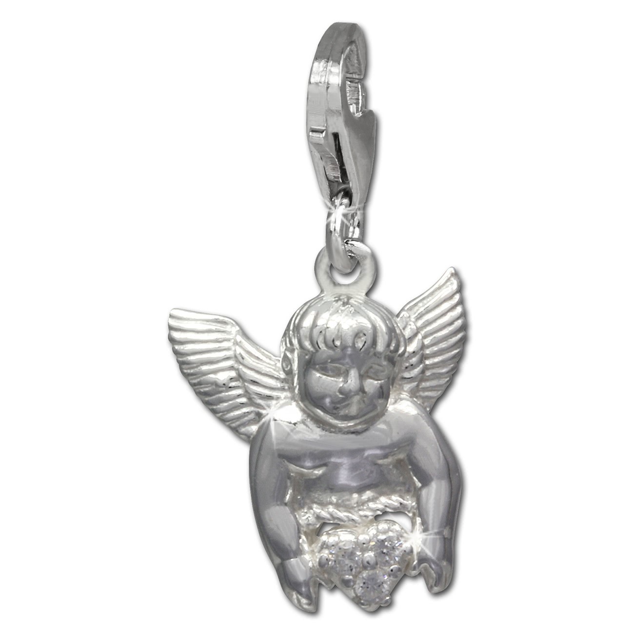 SilberDream Charm Engel mit Herz 925 Silber Armband Anhänger FC734W