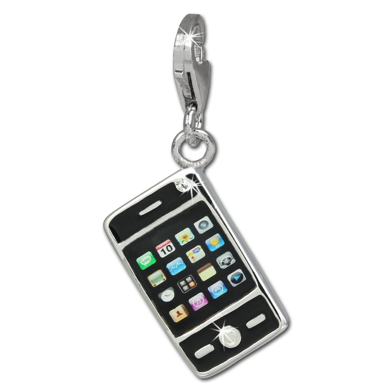 SilberDream Charm Smartphone Handy schwarz 925 Armband Anhänger FC821S