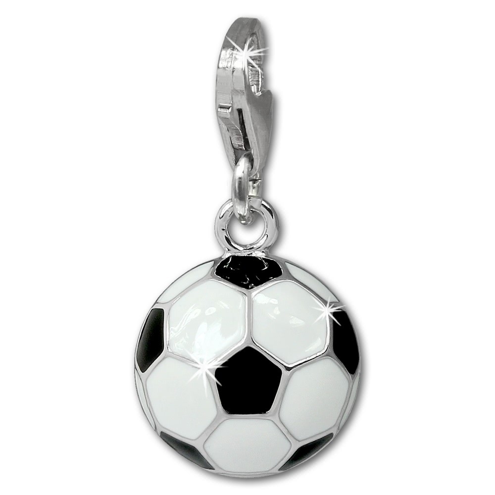 SilberDream Charm Fußball schwarz-weiß 925er Armband Anhänger FC880W