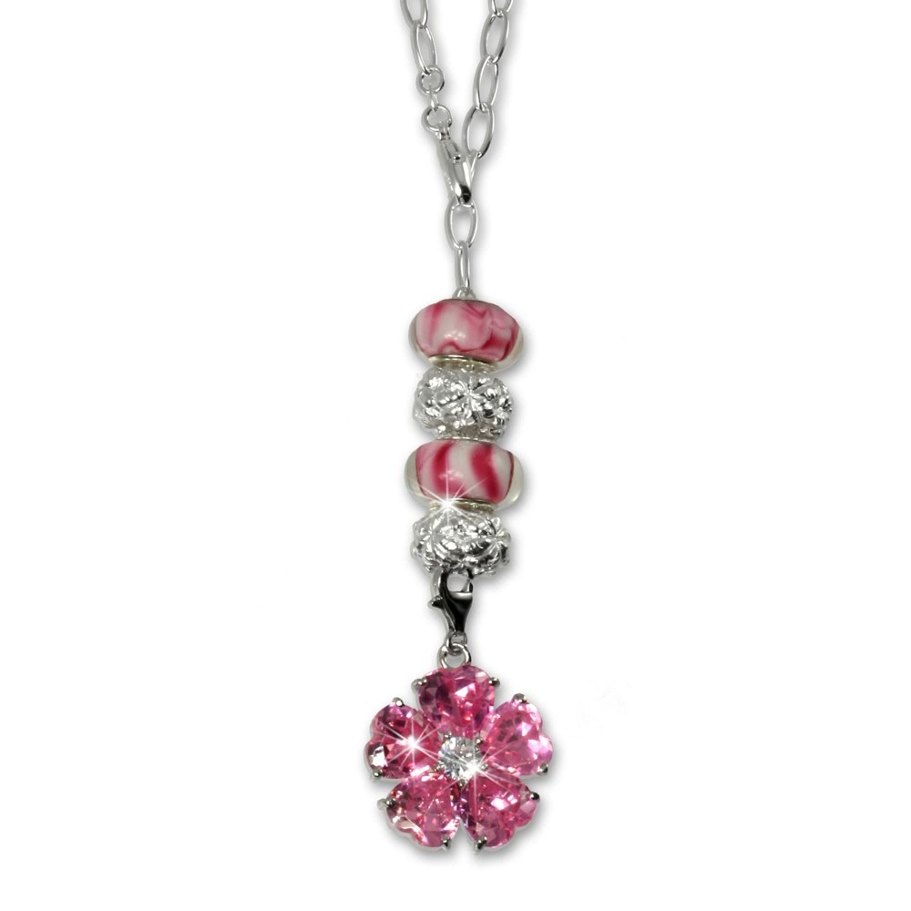 SilberDream 925 Silber Charms Set Frühling pink Anhänger FCA057