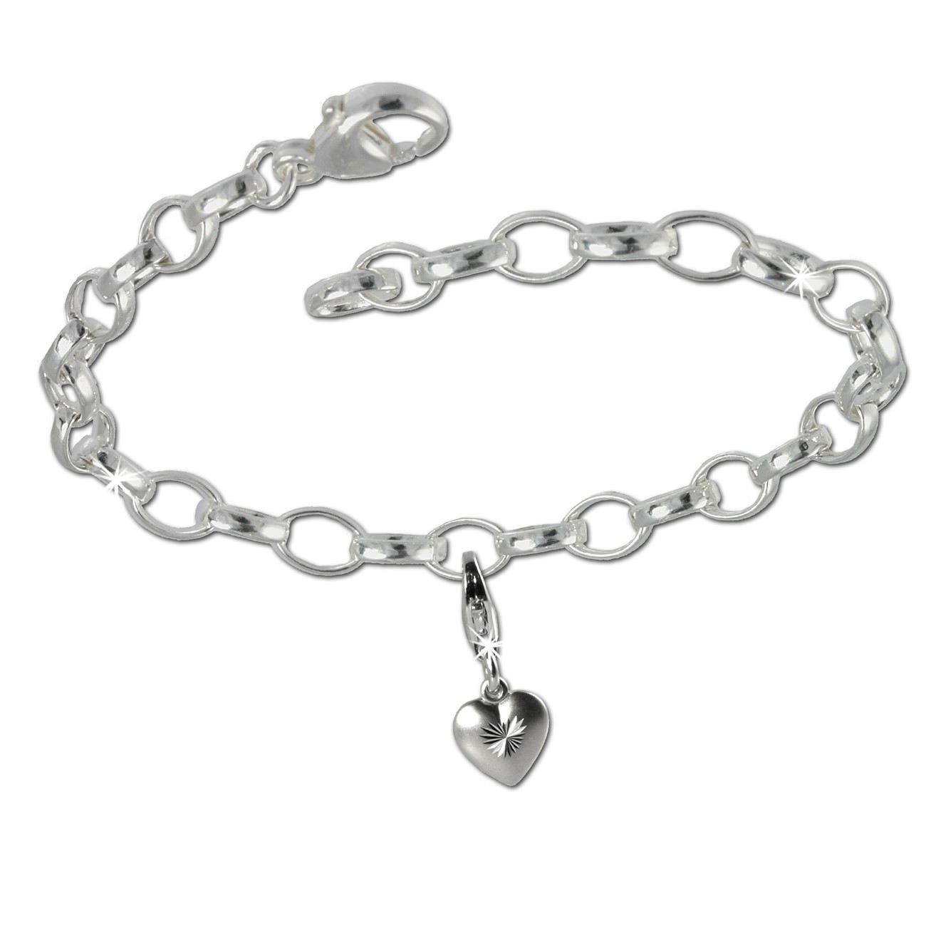 SilberDream 925 Charm Set Liebesherz Silber Armband Anhänger FCA136