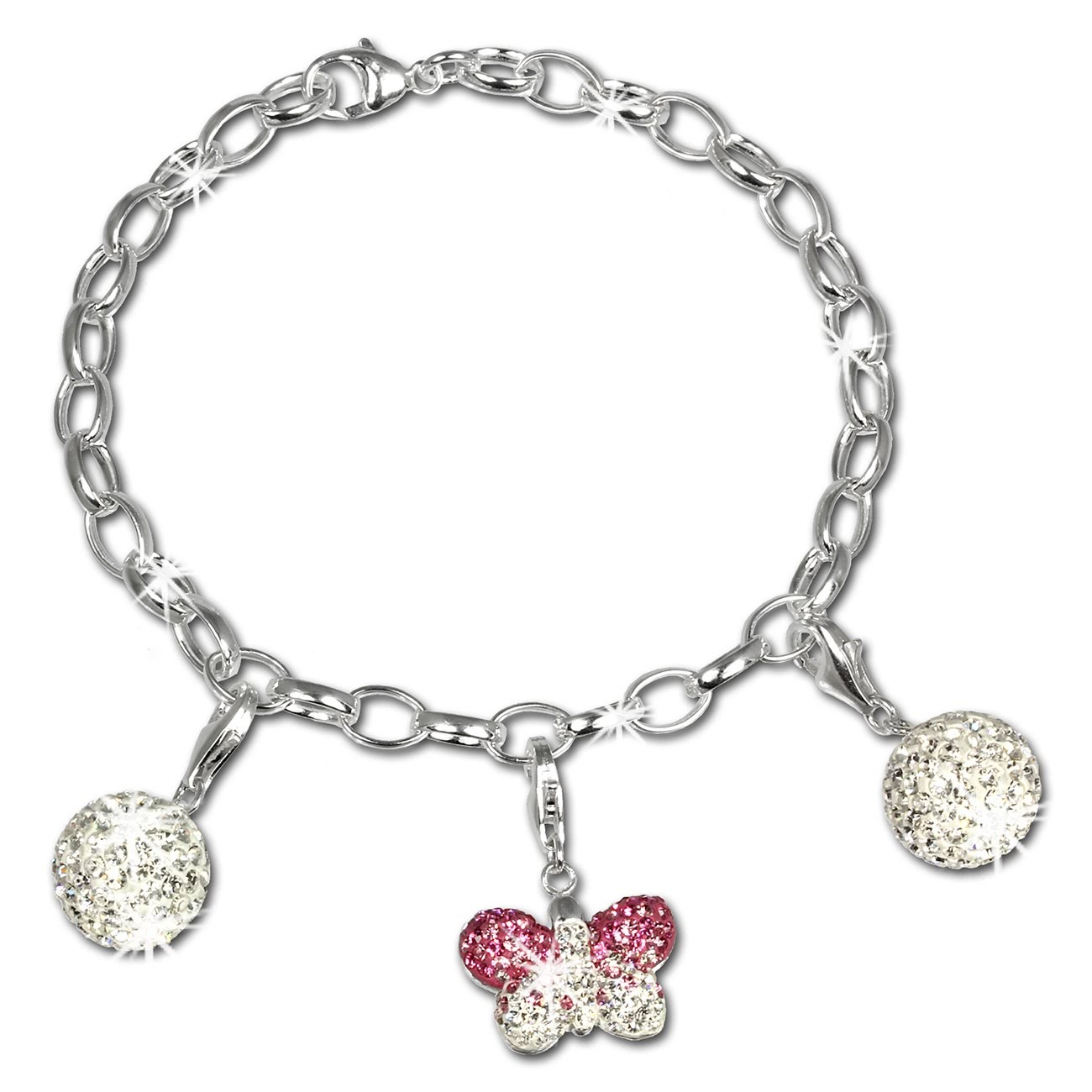 SilberDream Charm Glitzerset Schmetterling 925 Armband Anhänger FCA142