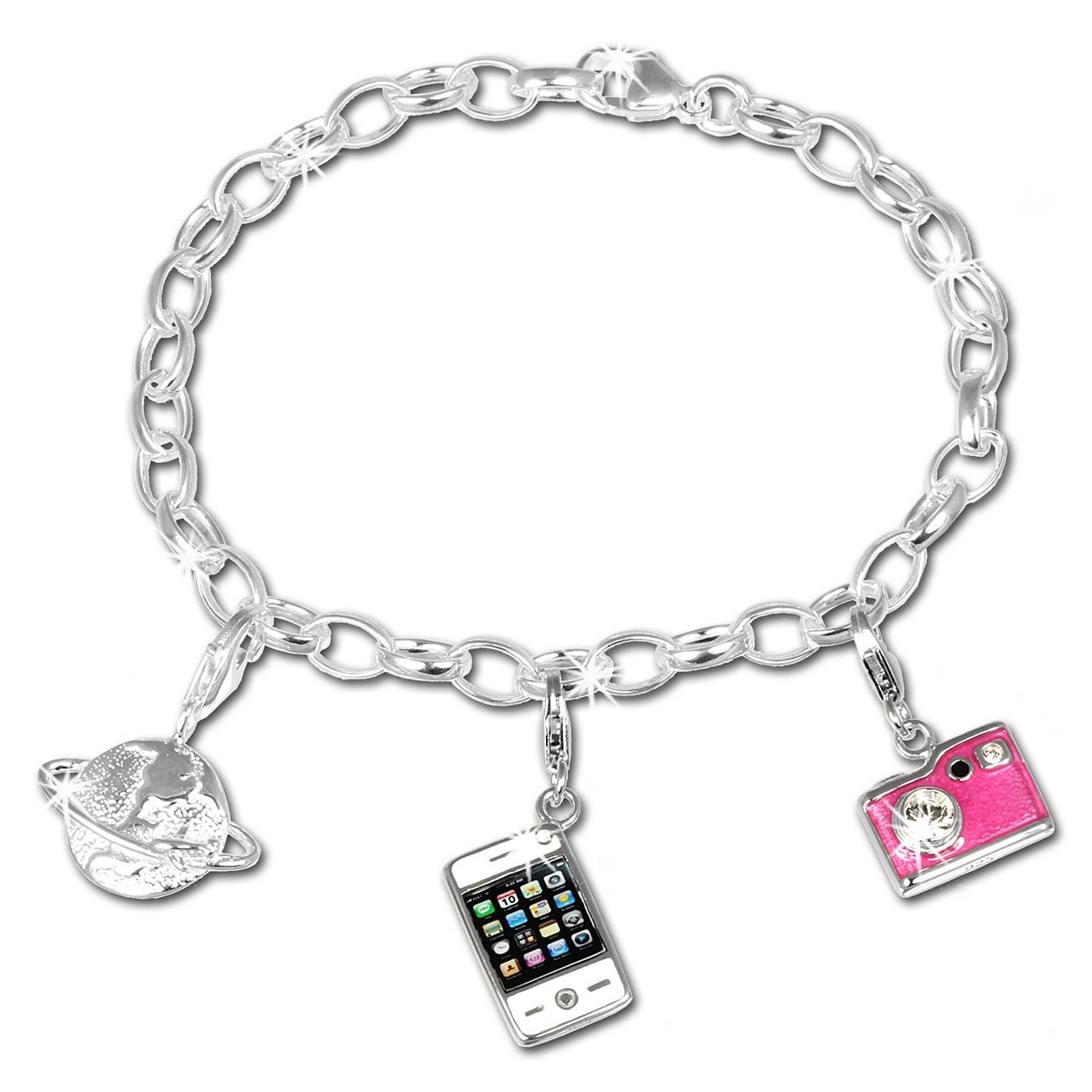 SilberDream Charm Set Reise 925er Silber Armband Anhänger FCA301