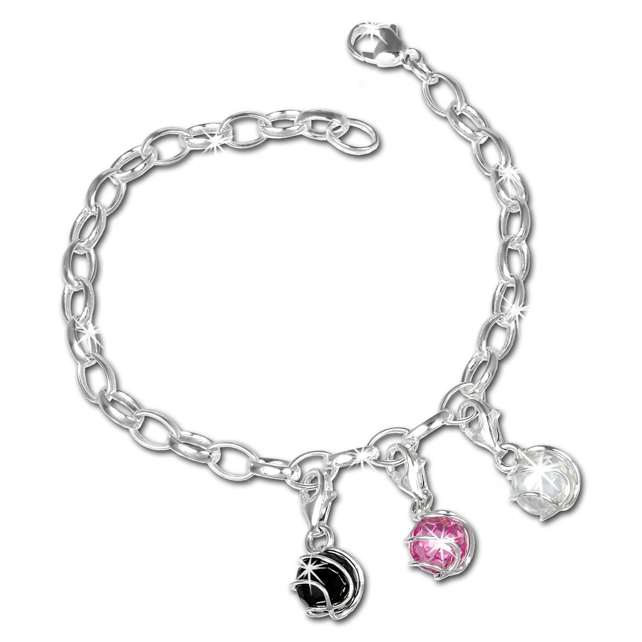 SilberDream Charm Set Kugel 925er Silber Armband Anhänger FCA311