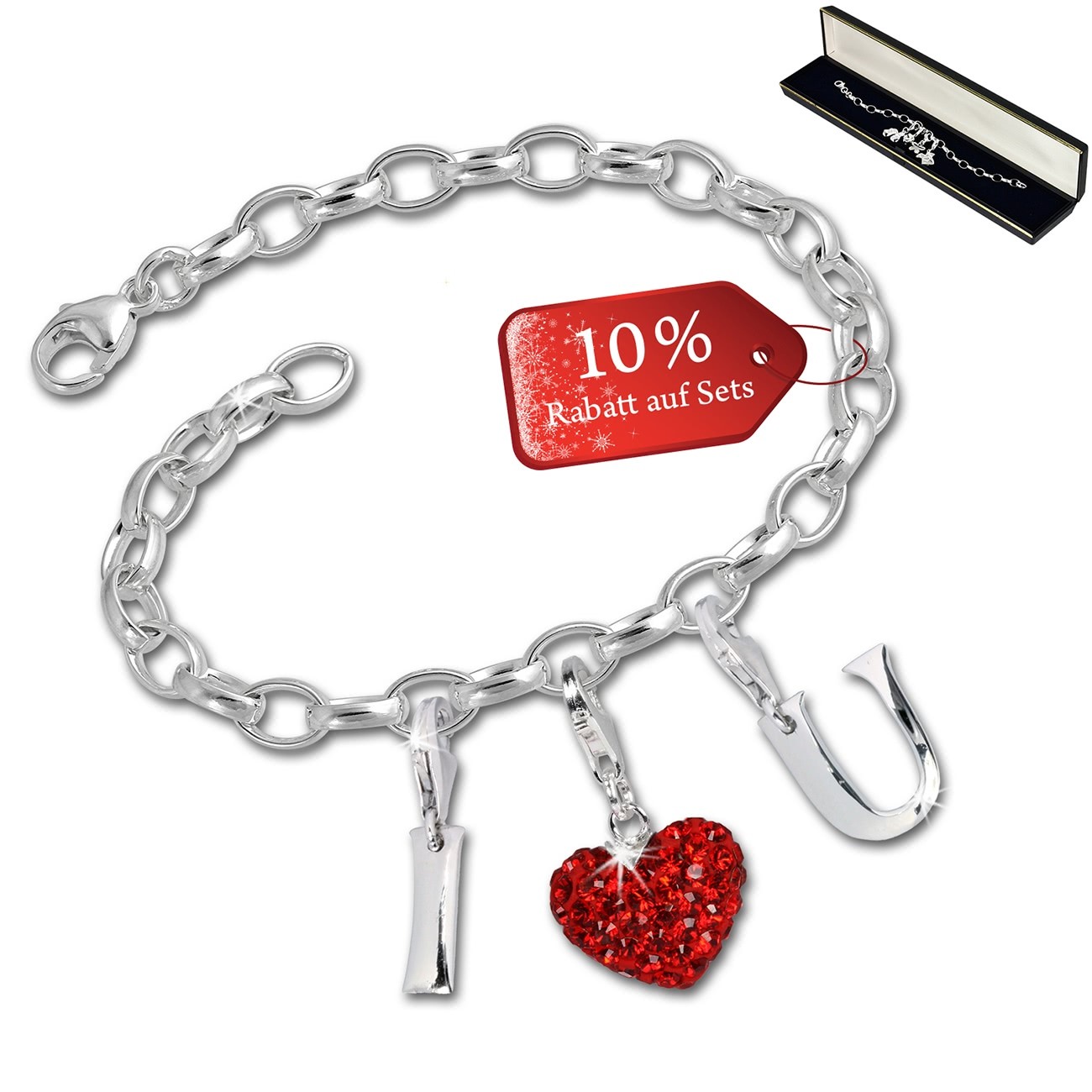 SilberDream Armband Fashion Charm Set I Love You 925 Anhänger FCA315