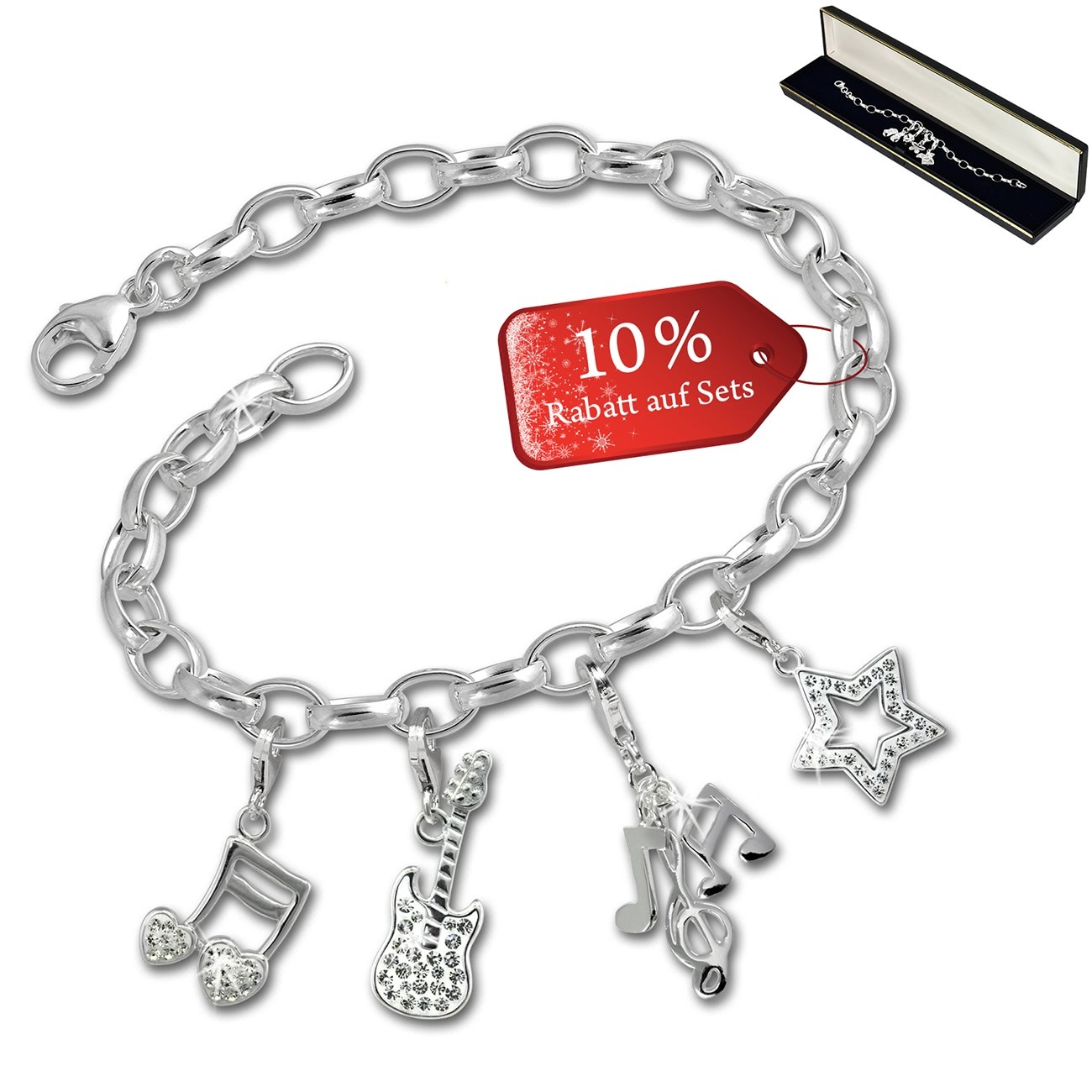 SilberDream Armband Fashion Charm Set Musik 925er Anhänger FCA325