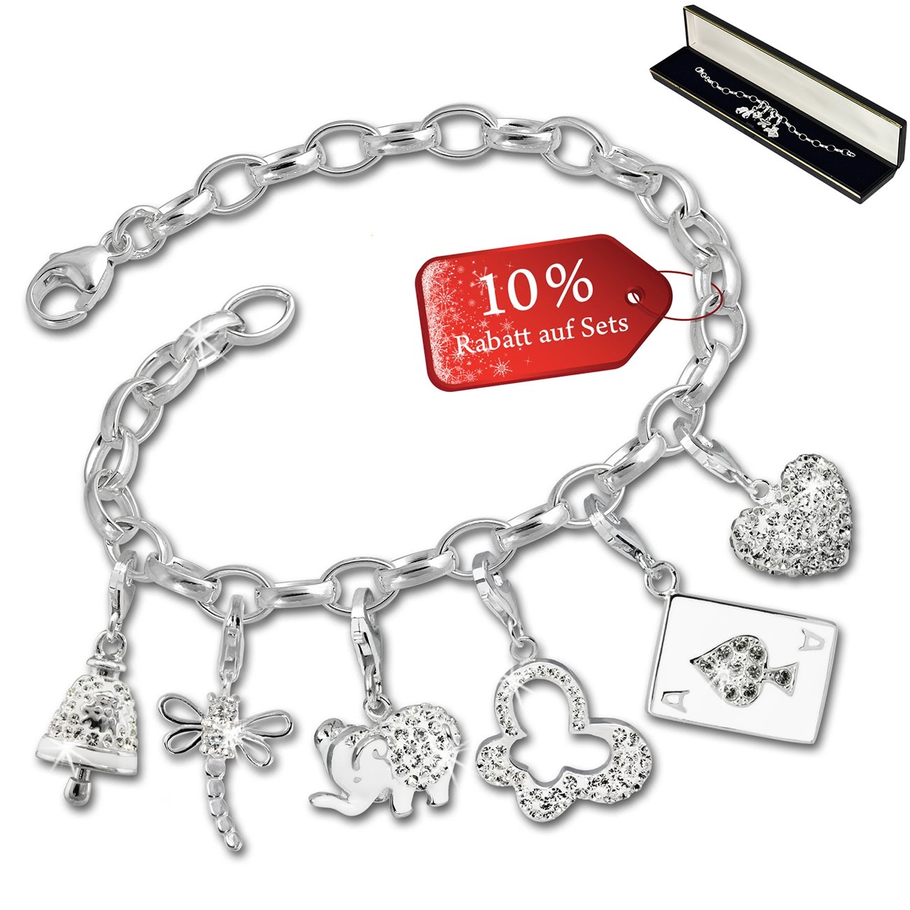 SilberDream Armband Fashion Charm Set Winterzauber 925 Anhänger FCA327