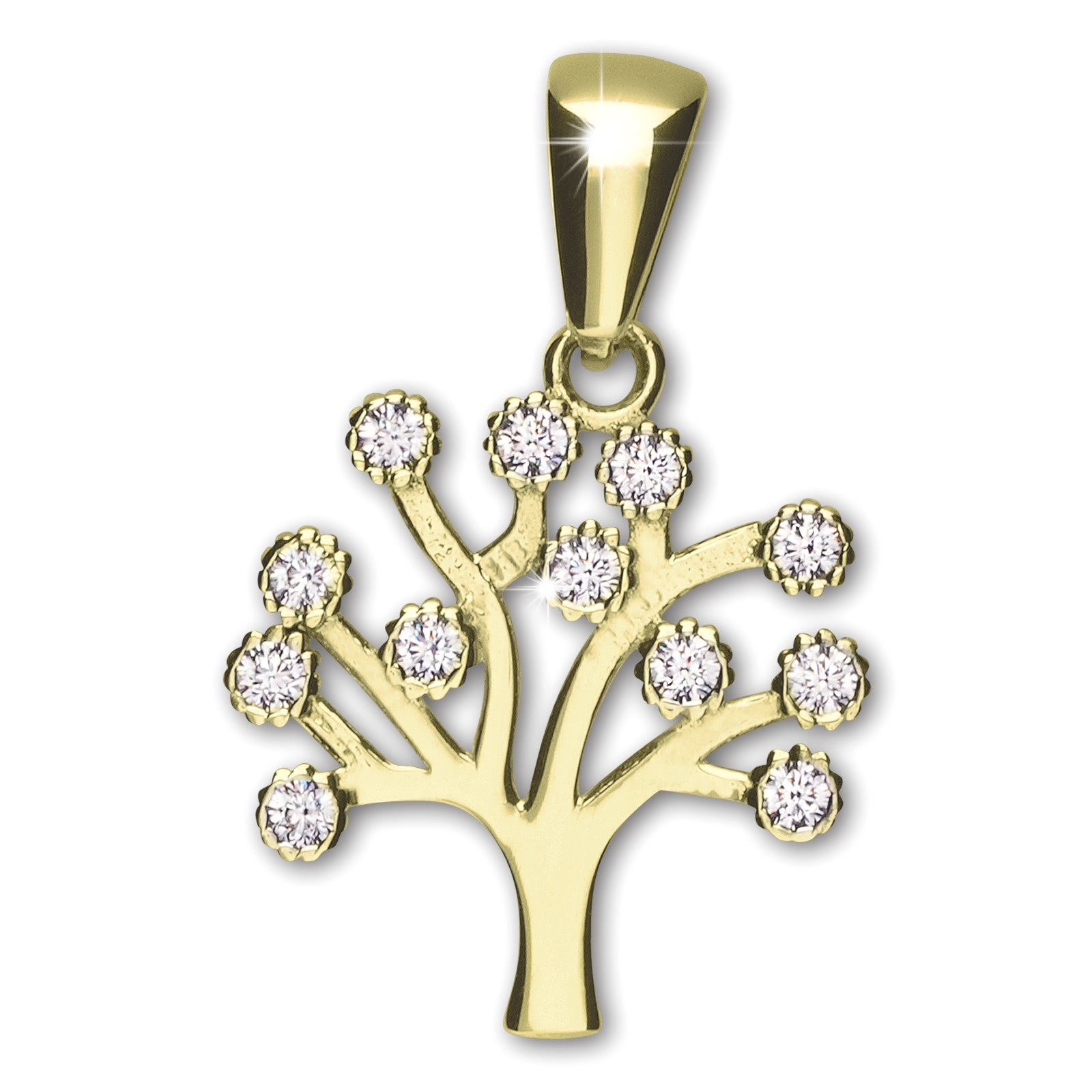 GoldDream Kettenanhänger Lebensbaum Zirkonia weiß 333 Gold Echtschmuck GDH5066Y