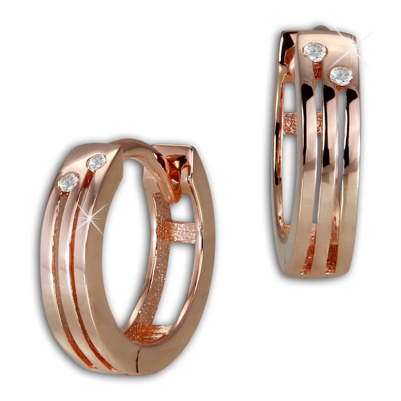 GoldDream Creole Zirkonia weiß Ohrring 333er Rosegold Echtschmuck GDO5011E