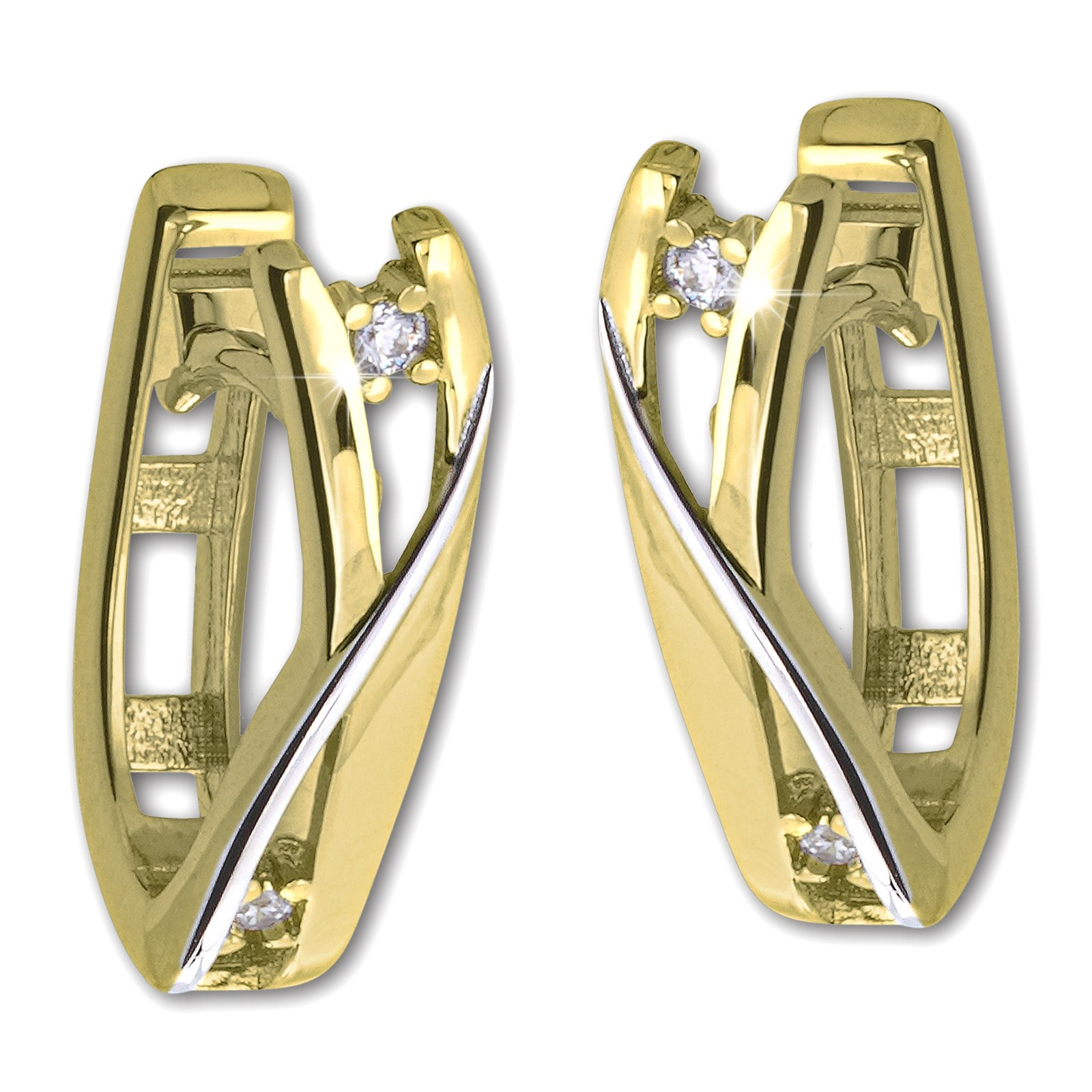 GoldDream Creole Modern Zirkonia bicolor Ohrring 333 Gold Echtschmuck GDO5626Y