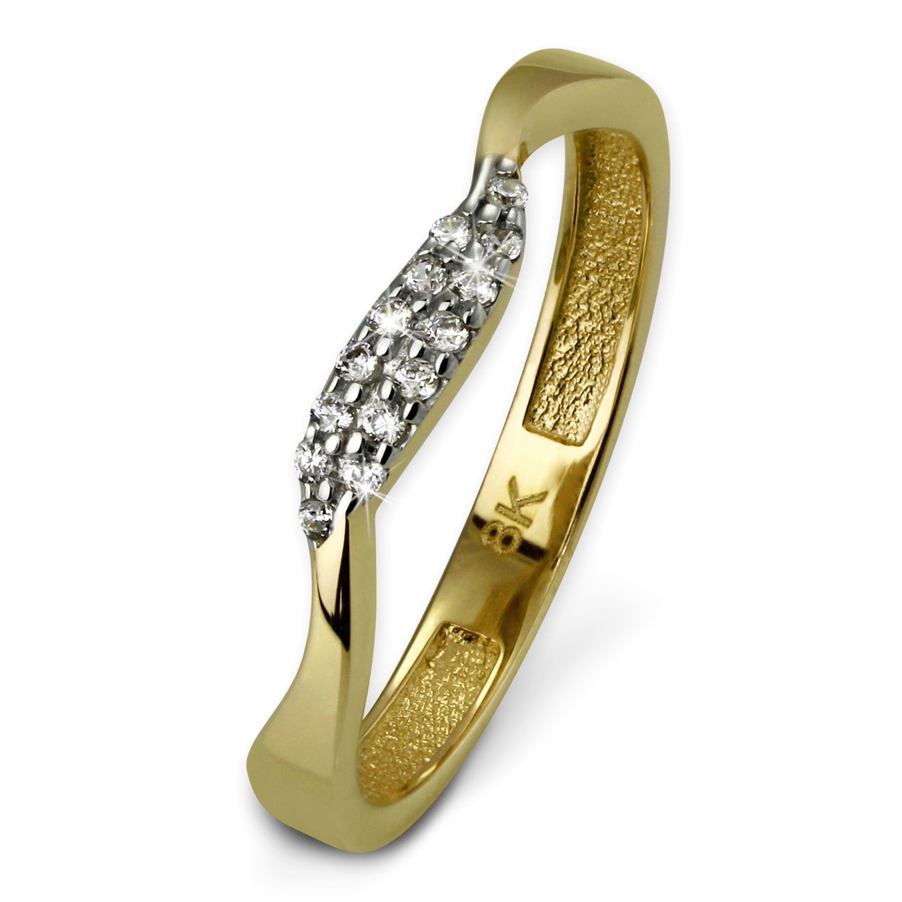 GoldDream Gold Ring Welle Zirkonia weiß Gr.58 333er Gelbgold GDR501Y58