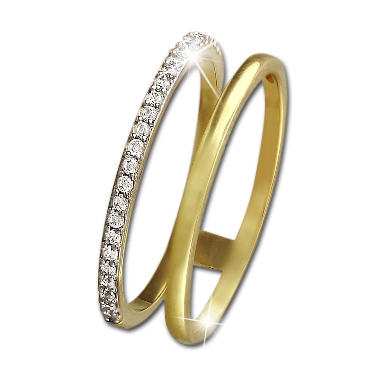 GoldDream Gold Doppel Ring Zirkonia weiß Gr.54 333er Gelbgold GDR505Y54