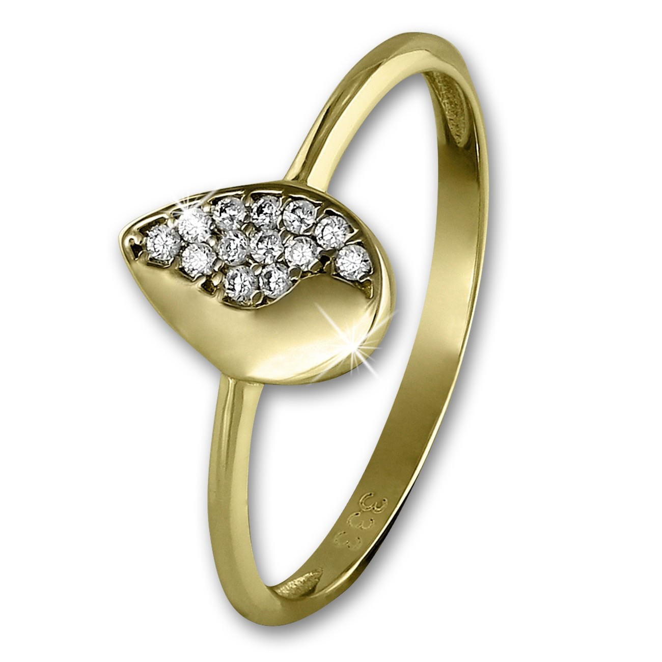 GoldDream Gold Ring Blatt Zirkonia weiß Gr.58 333er Gelbgold GDR506Y58