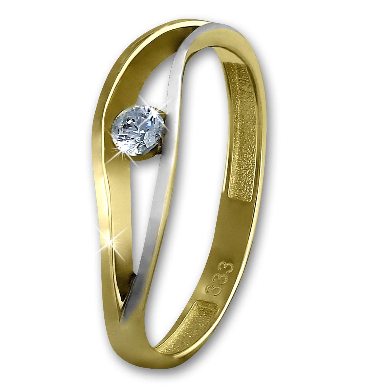GoldDream Gold Ring Welle Zirkonia weiß Gr.54 333er Gelbgold GDR510T54