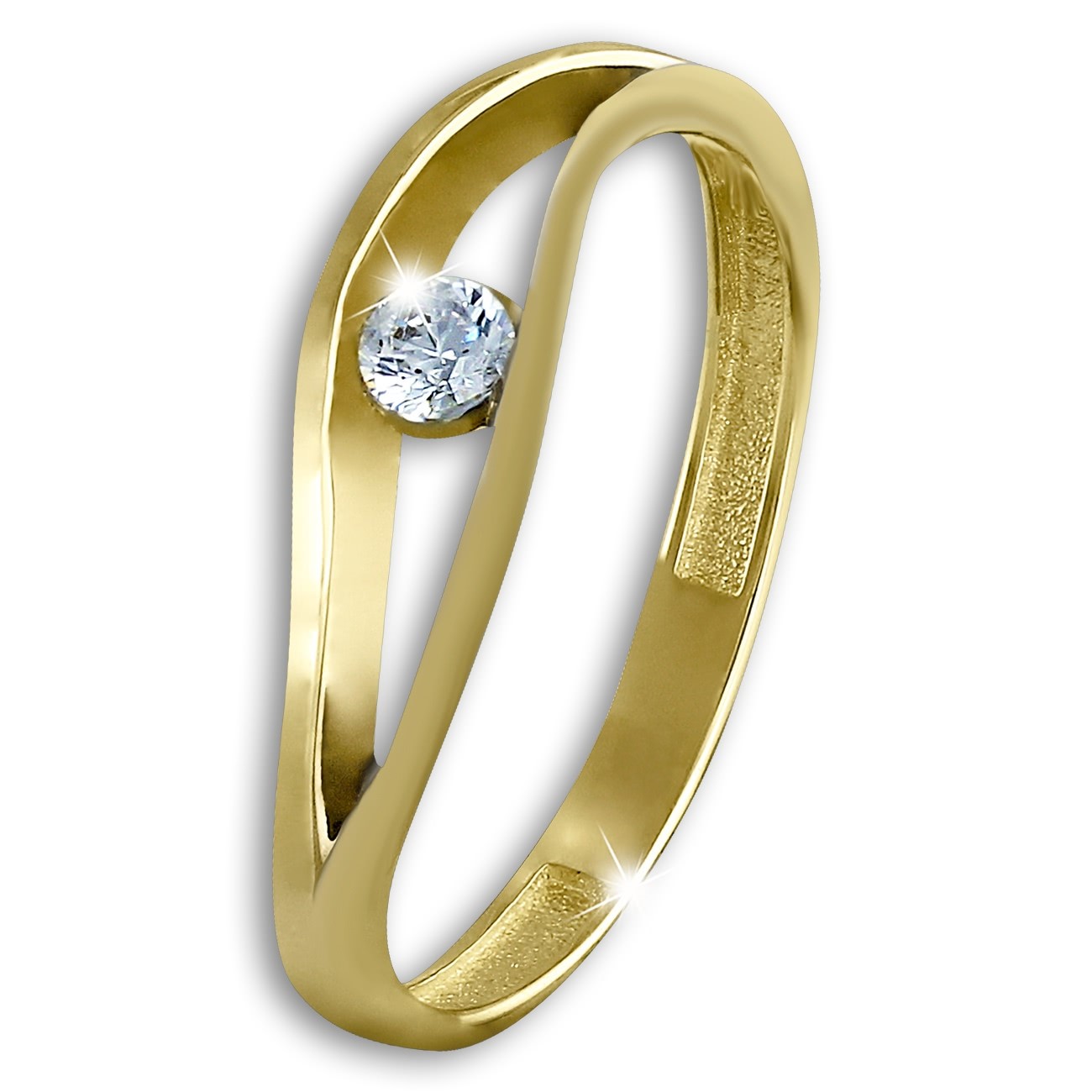 GoldDream Gold Ring Welle Zirkonia weiß Gr.60 333er Gelbgold GDR510T60