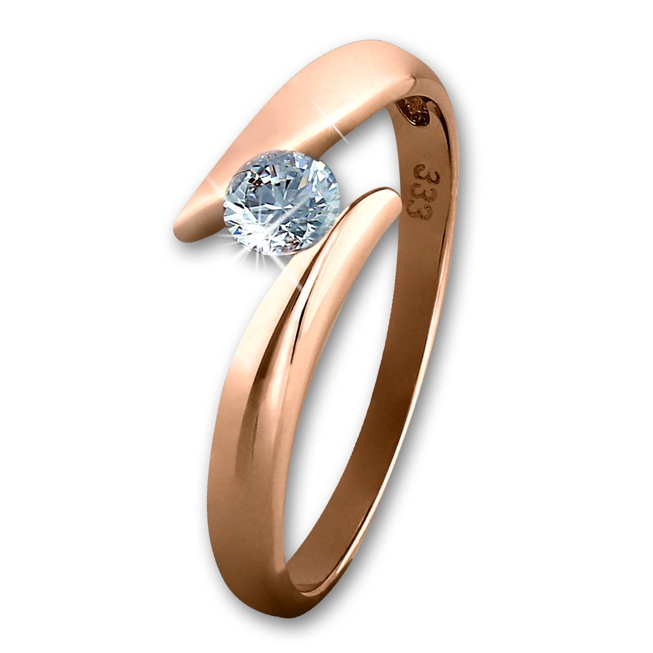 GoldDream Gold Ring Big Zirkonia weiß Gr.54 333er Rosegold GDR512E54