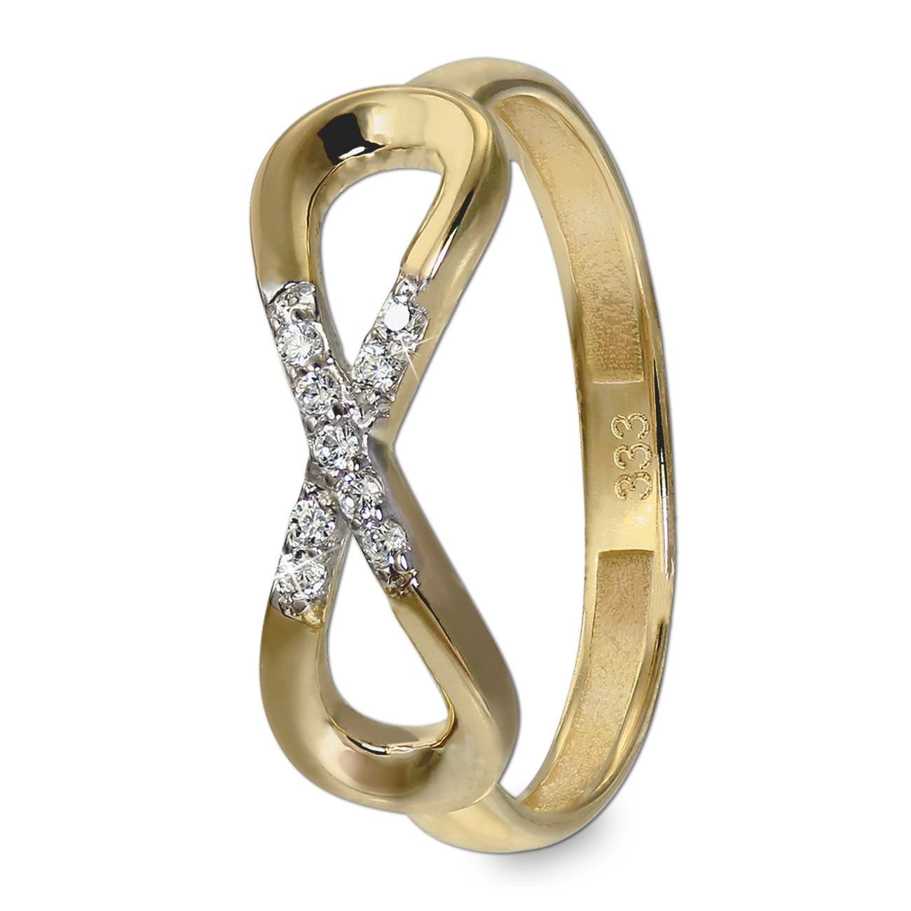 SilberDream 8 Karat Gold Ring Gr.60 Welle Zirkonia weiß 333er Gelbgold GDR501Y60