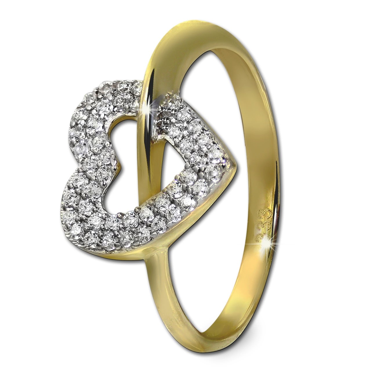 GoldDream Gold Ring Gr.54 Herz Zirkonia 333er Gelbgold GDR521Y54