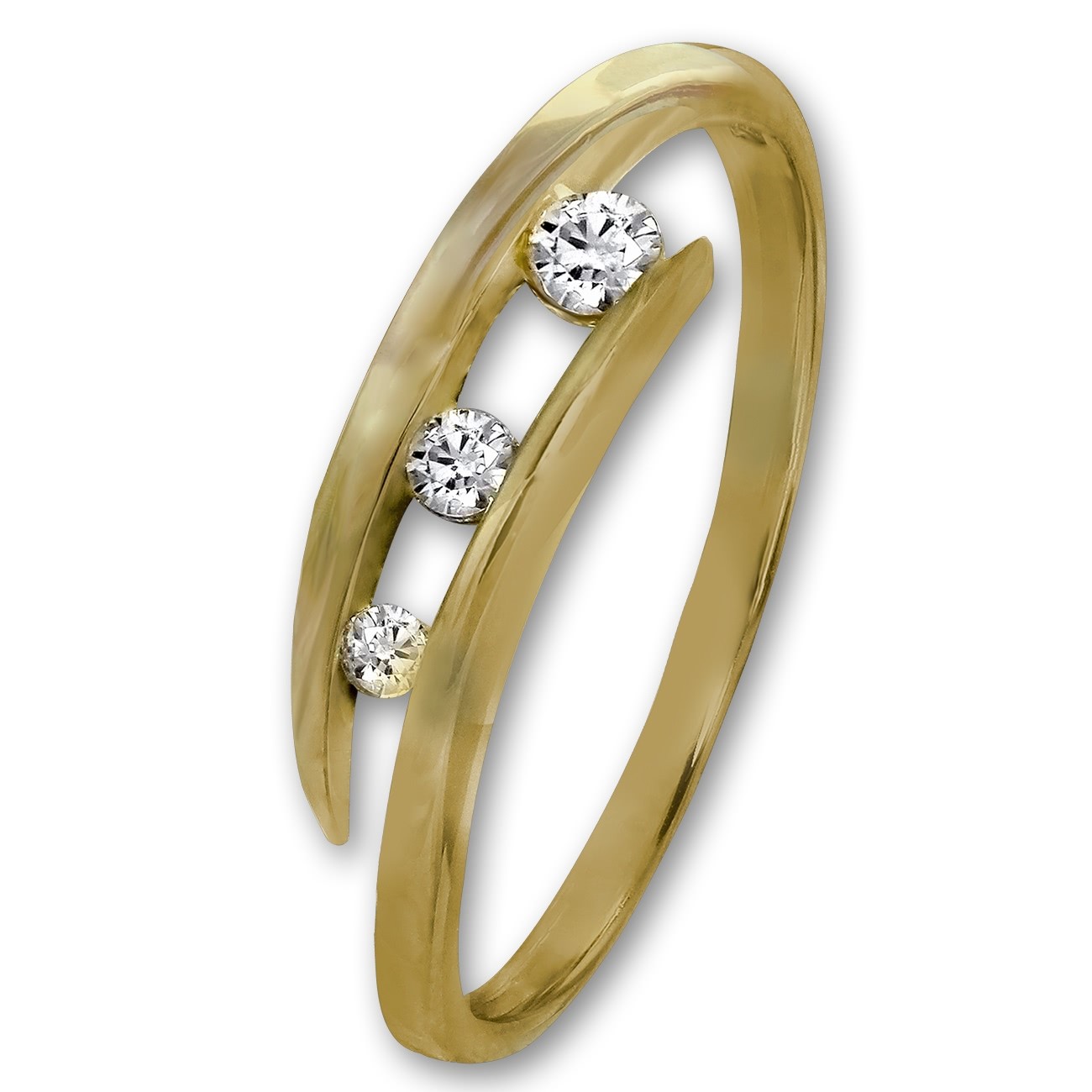 GoldDream Gold Ring Gr.54 3er Zirkonia weiß 333er Gelbgold GDR529Y54