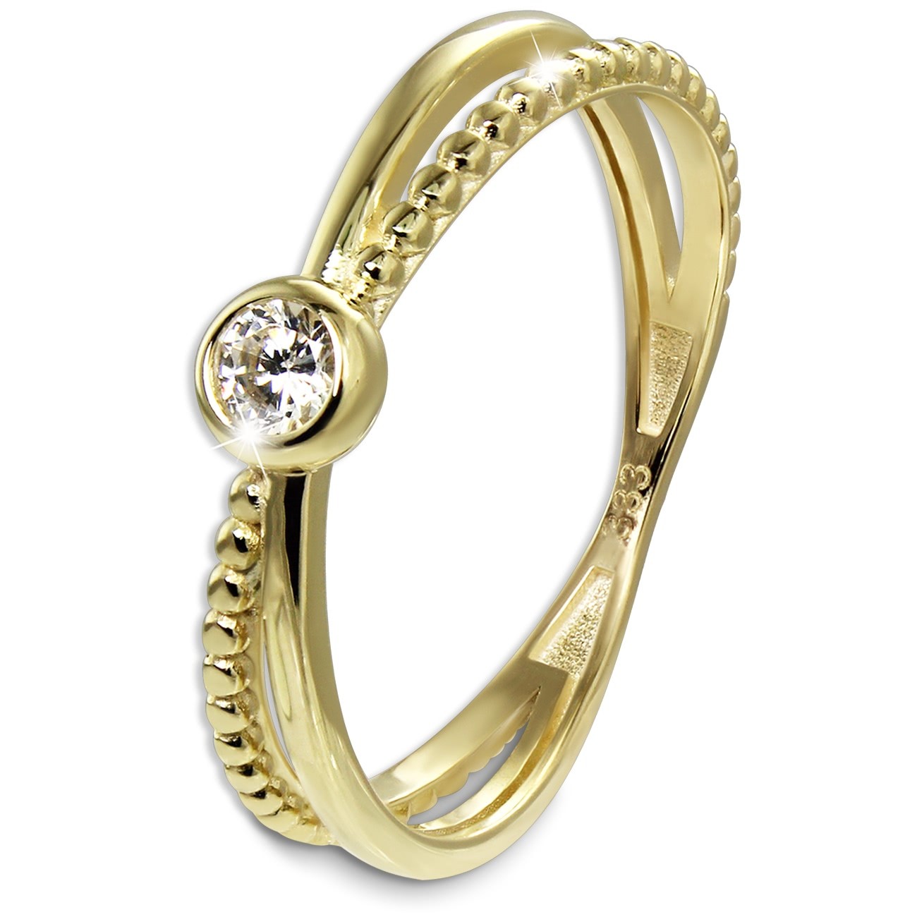 GoldDream Gold Ring Crossed Gr.58 Zirkonia weiß 333er Gelbgold GDR548Y58