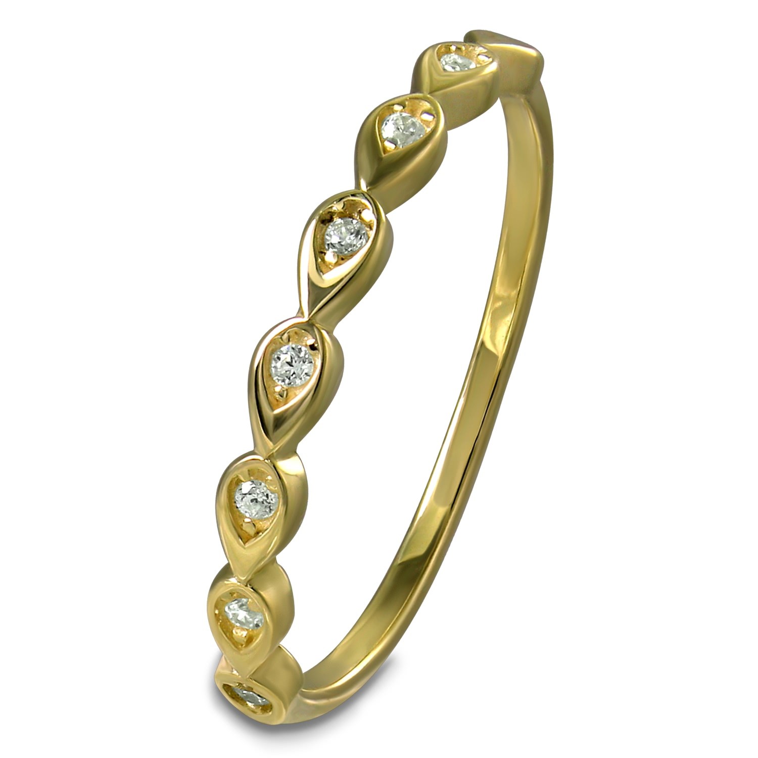 GoldDream zarter Gold Ring Drops Gr.60 333er Zirkonia Gelbgold Damen GDR564Y60