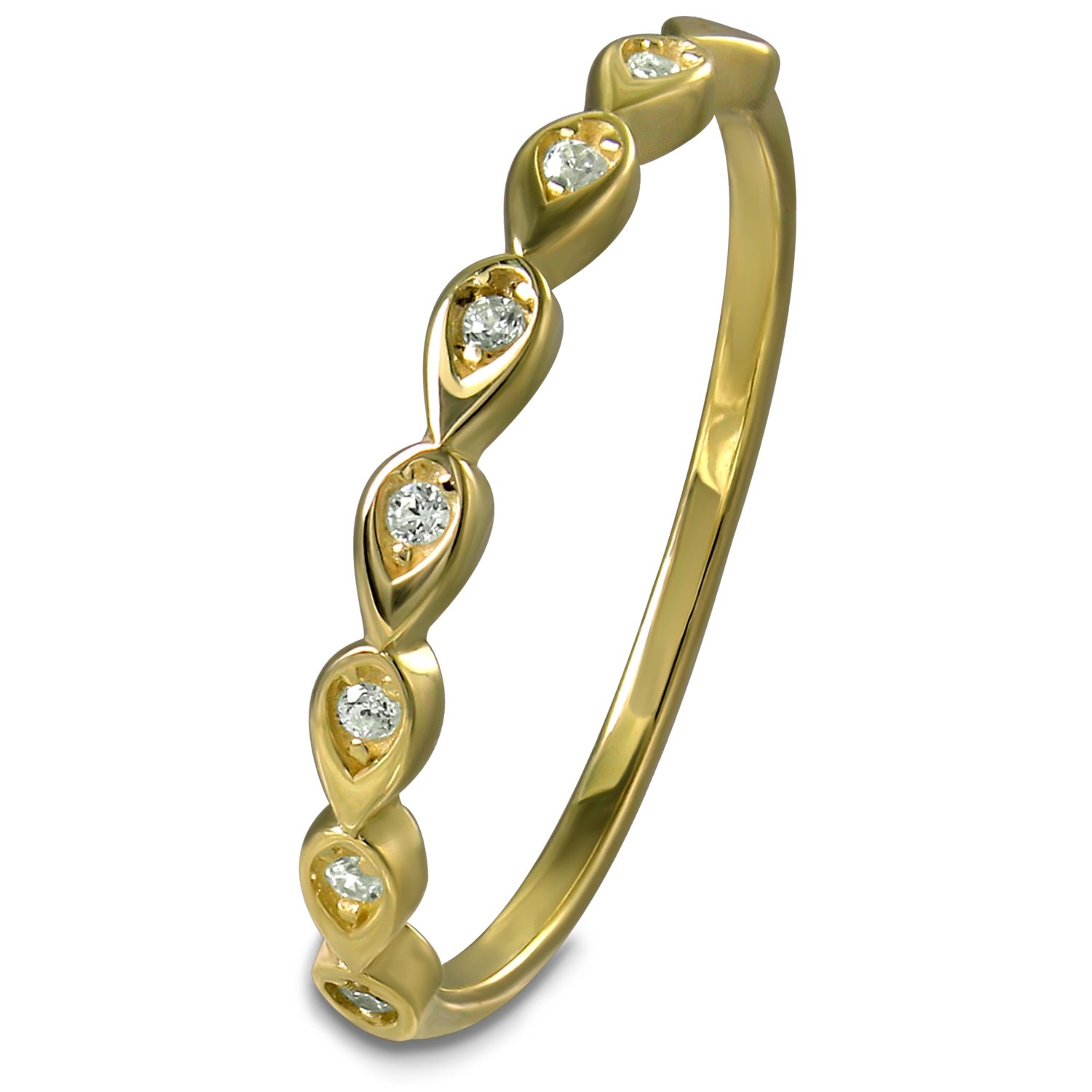 GoldDream zarter Gold Ring Drops Gr.62 333er Zirkonia Gelbgold Damen GDR564Y62