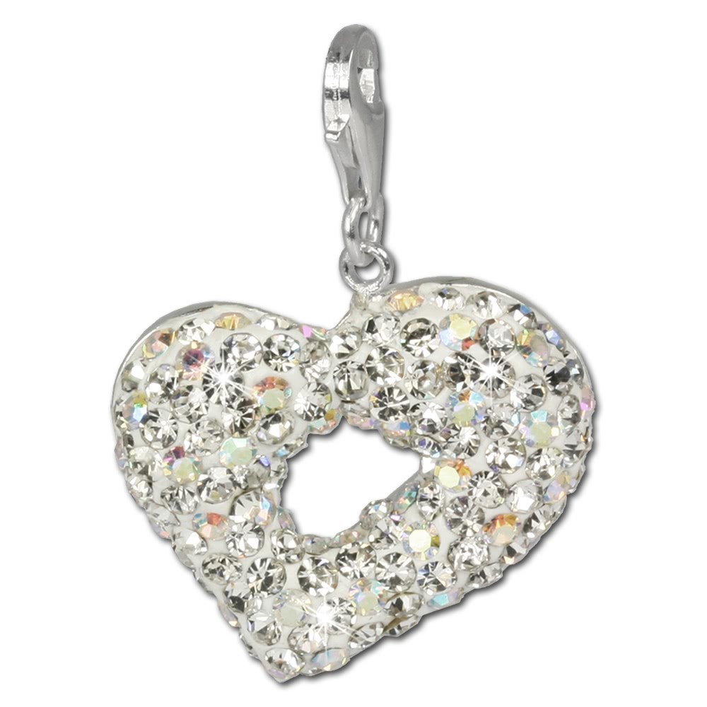 SilberDream Glitzer Charm Herz Zirkonias weiß Pol GSC101