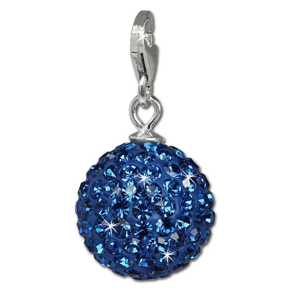 SilberDream Glitzer Charm Kugel blau Zirkonias GSC218B