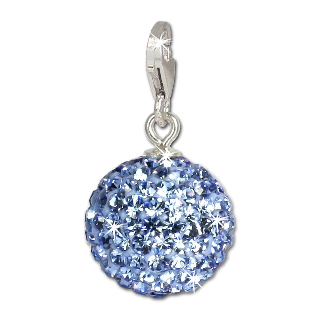 SilberDream Glitzer Charm Kugel hellblau Zirkonias GSC218H