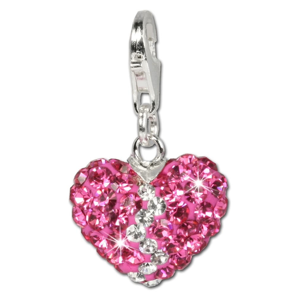 SilberDream Glitzer Charm Liebes Herz Zirkonias GSC305
