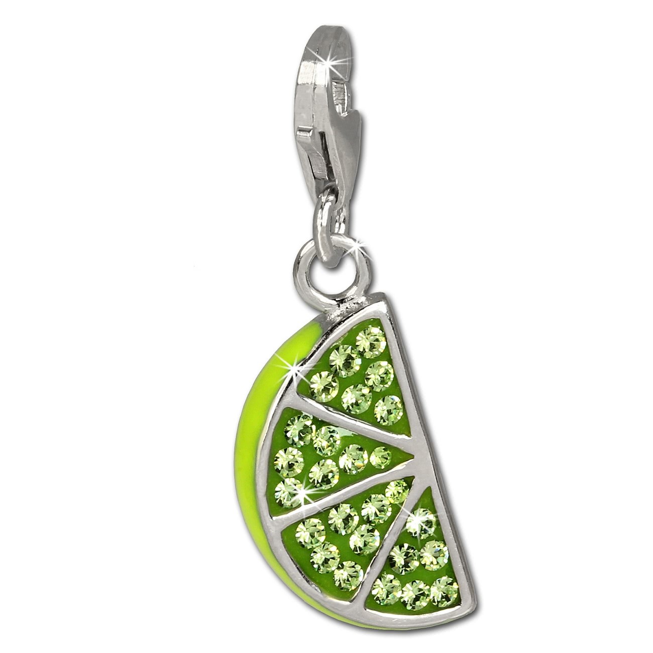 SilberDream Glitzer Charm Limettenscheibe Zirkonia Kristalle GSC511L