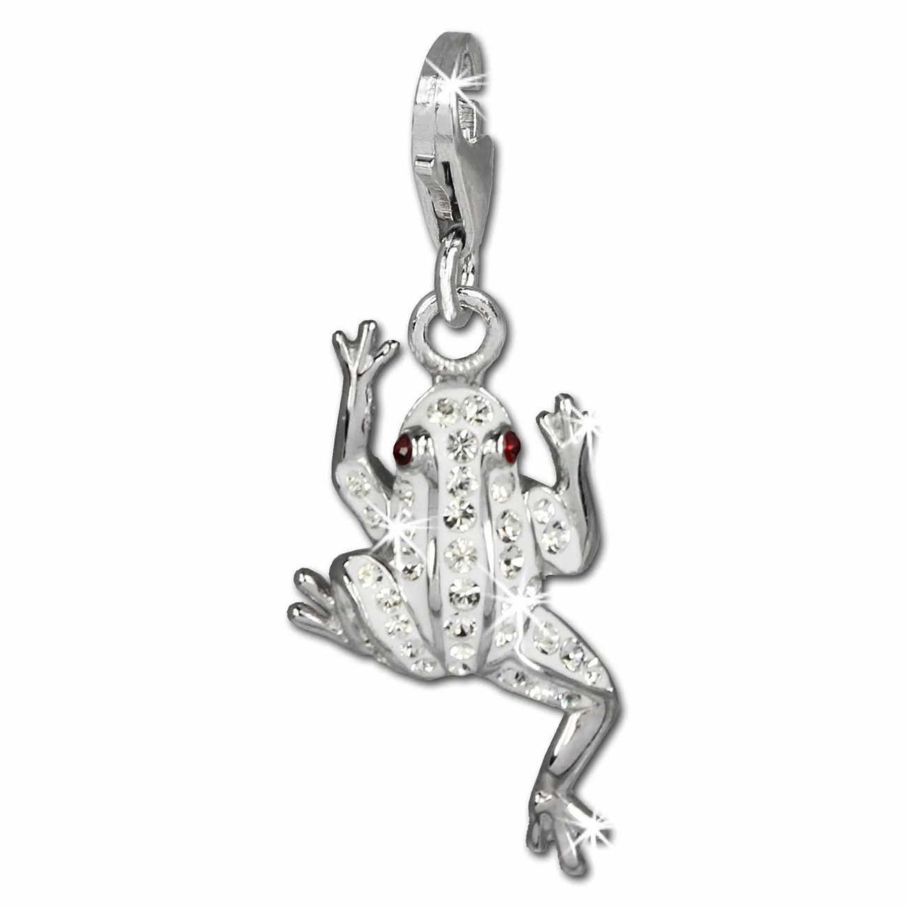 SilberDream Glitzer Charm Frosch weiß Zirkonia Kristalle 925er GSC521W