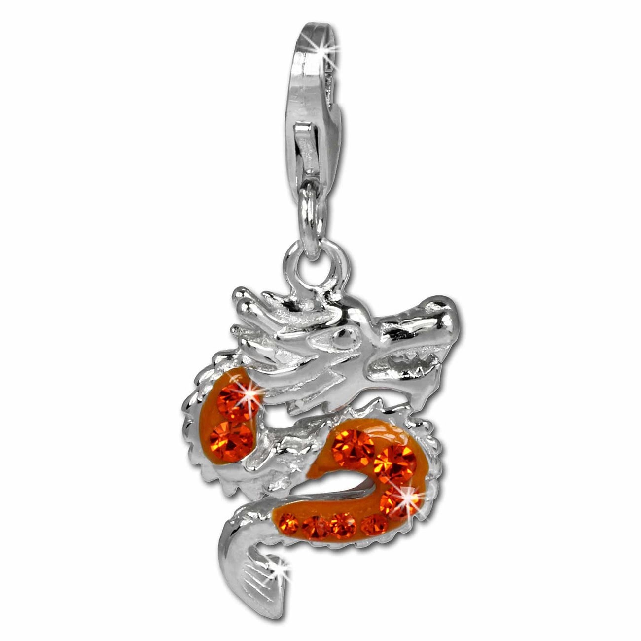 SilberDream Glitzer Charm Drache orange Zirkonia Kristalle 925 GSC524O