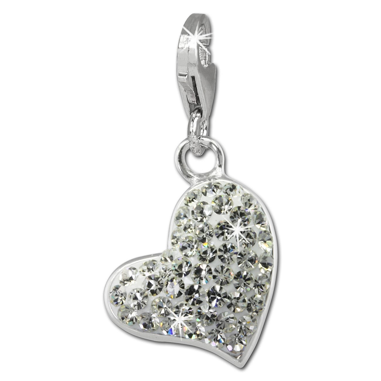 SilberDream Glitzer Charm Herz weiß Zirkonia Kristalle GSC543W