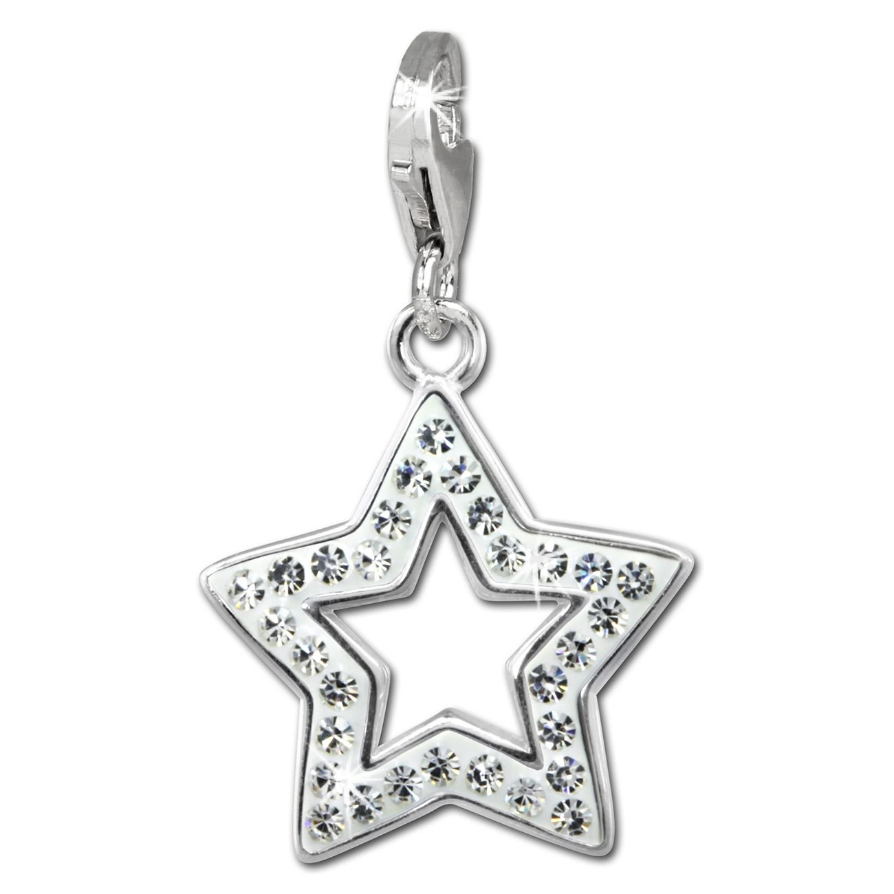 SilberDream Glitzer Charm Stern offen weiß Zirkonia Kristalle GSC556W