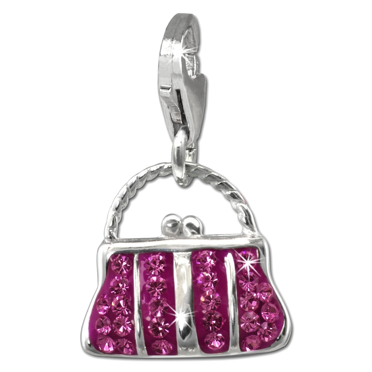 SilberDream Glitzer Charm Tasche groß fuchsia Zirkonia Kristalle GSC559P