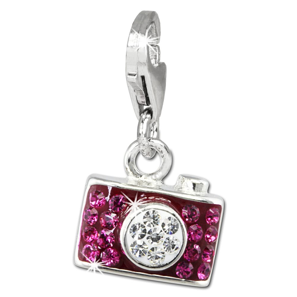 SilberDream Glitzer Charm Fotoapparat fuchsia Zirkonia Kristalle GSC560P