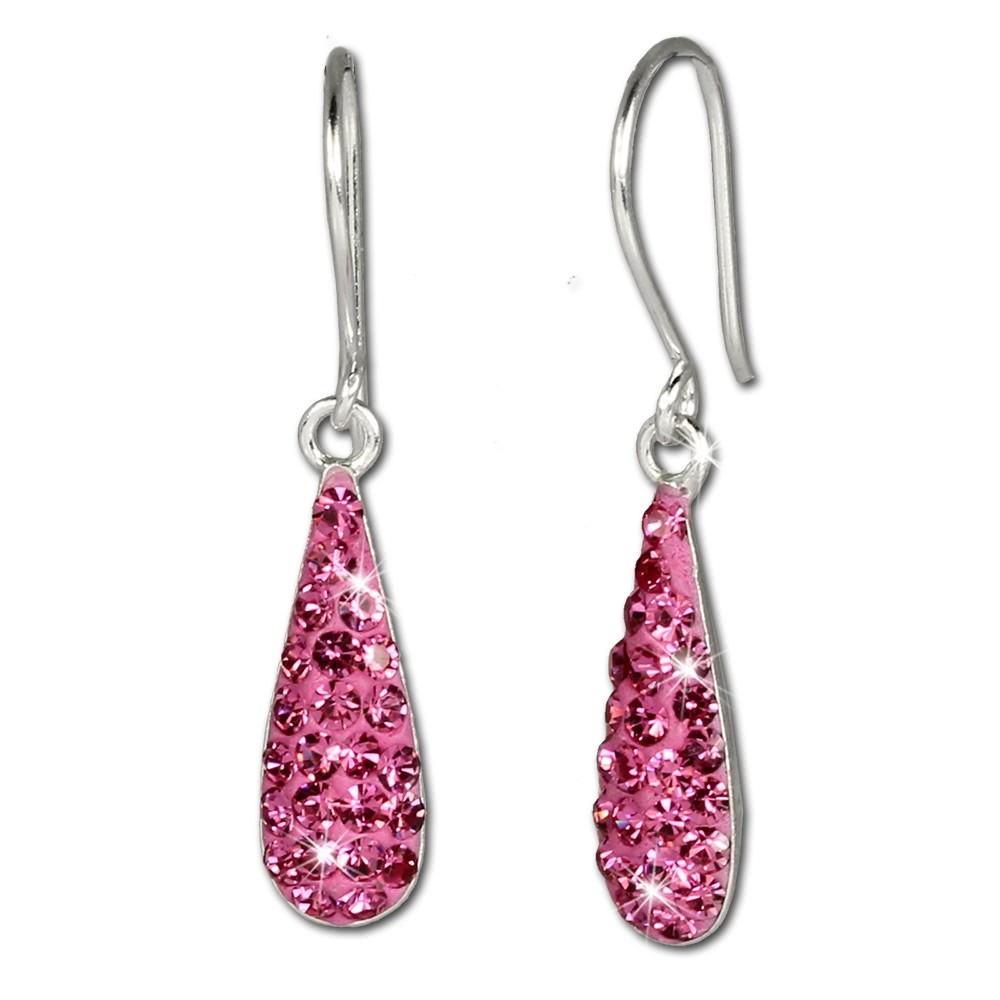 SilberDream Glitzer Ohrhänger Silber Zirkonia Kristalle pink GSO208P