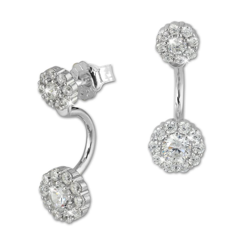 SilberDream Ohrstecker Dangle Ear Cuff Zirkonia Blume weiß 925 Silber GSO420W