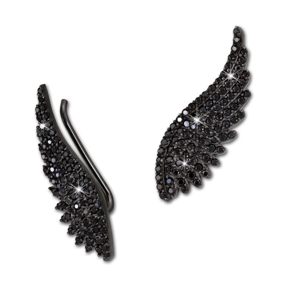 SilberDream Ear Cuff Flügel Zirkonia schwarz Ohrringe 925 Silber GSO427S