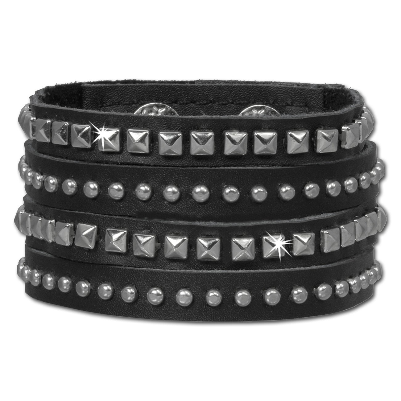 SilberDream Nieten-Lederarmband schwarz Damen Leder Armband LAP512S