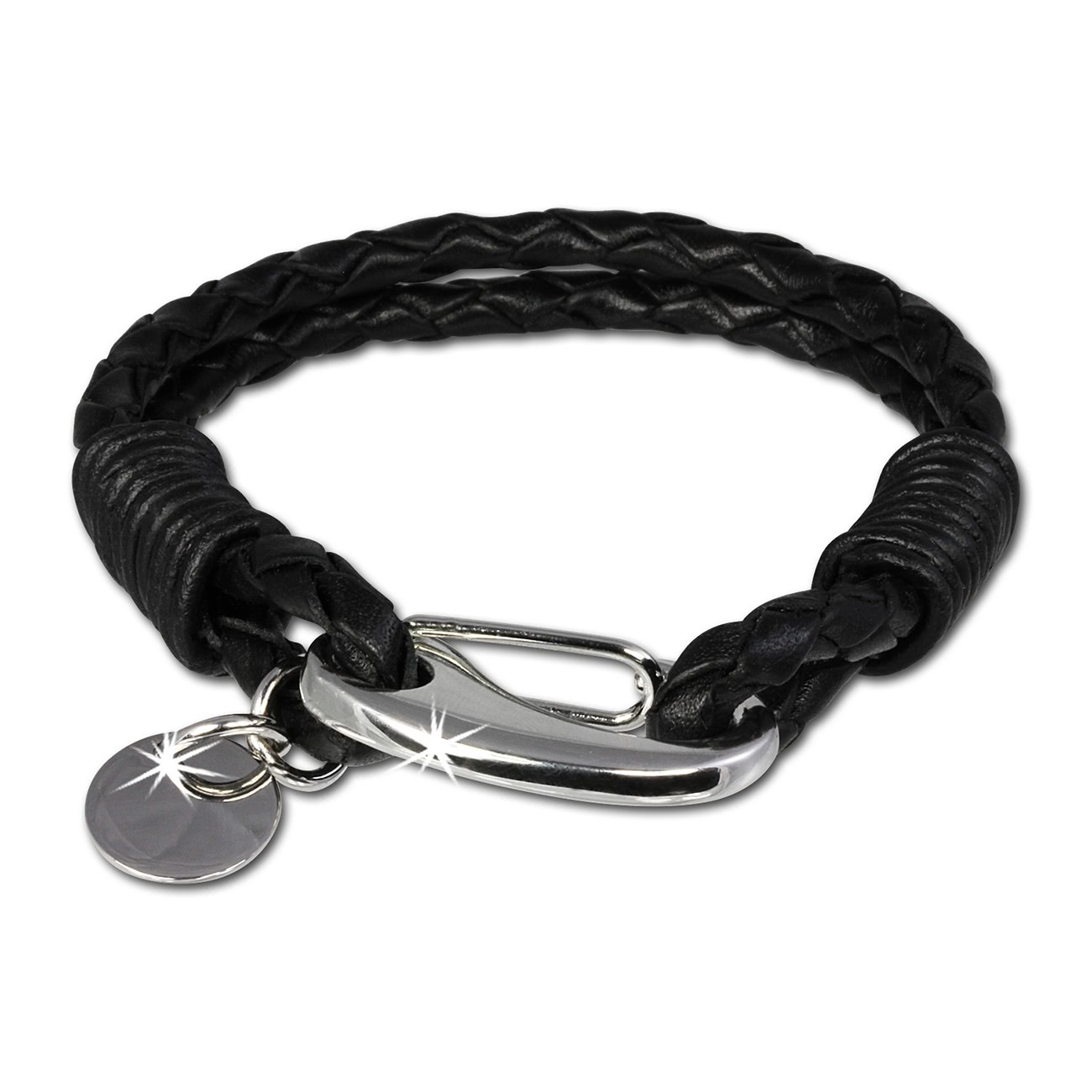 SilberDream Edelstahl Lederarmband schwarz Bolo-Armband LAP521S