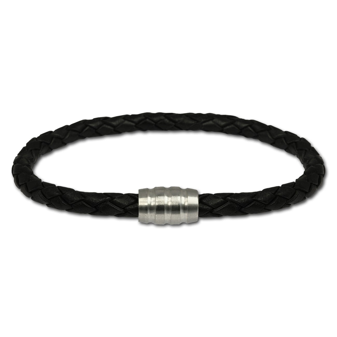 SilberDream Leder Armband schwarz mit Edelstahl Verschluss LS1501