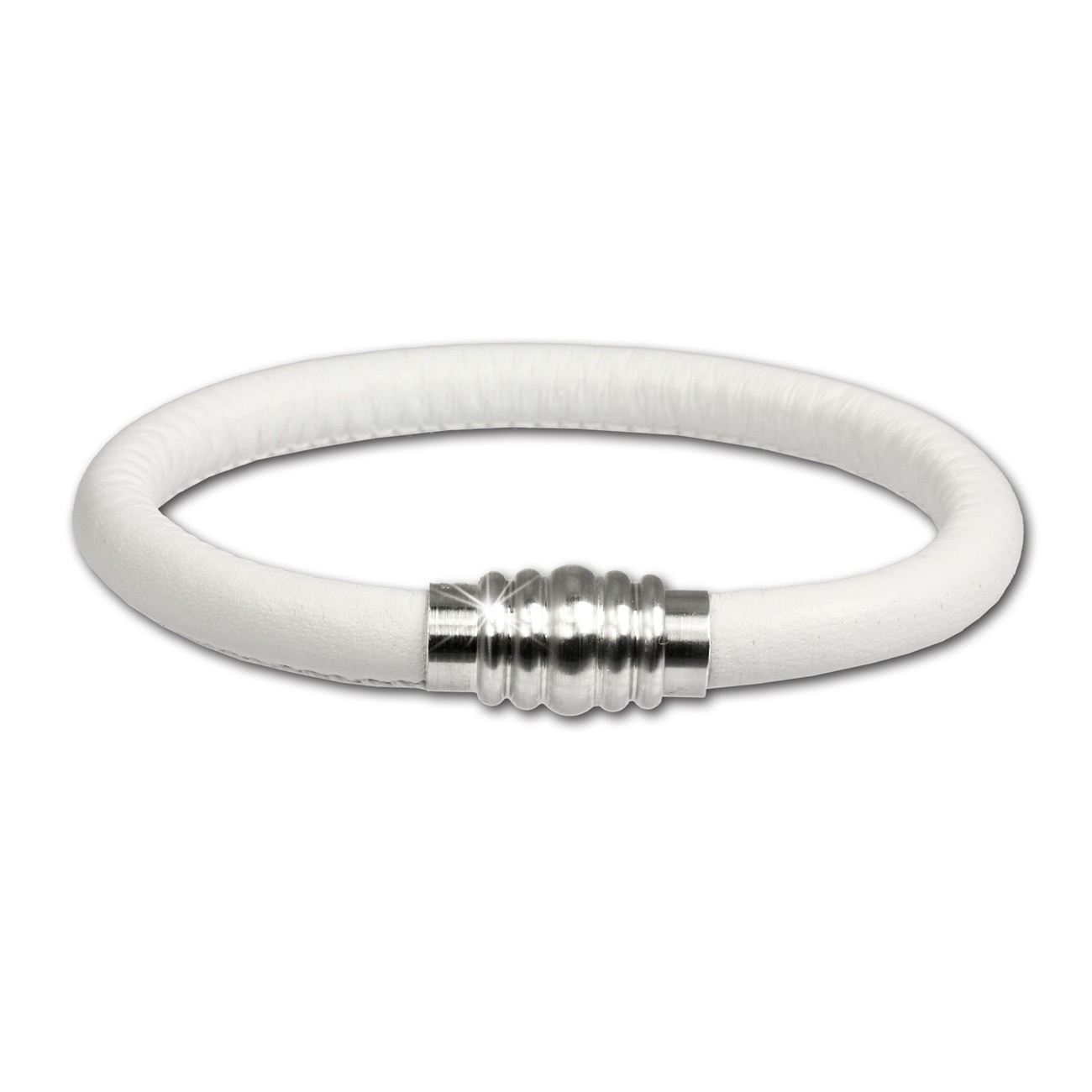 SilberDream Nappa Leder Armband weiß mit Edelstahlverschluss LS1621
