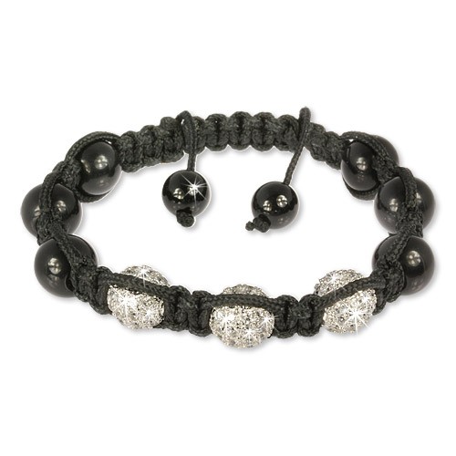 SilberDream Shamballa Armband schwarz mit 3 Kugeln 925 Sterling Silber SDA031