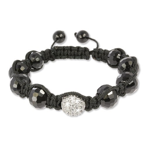 SilberDream Shamballa Armband schwarz 925 Sterling Silber Kugel SDA032