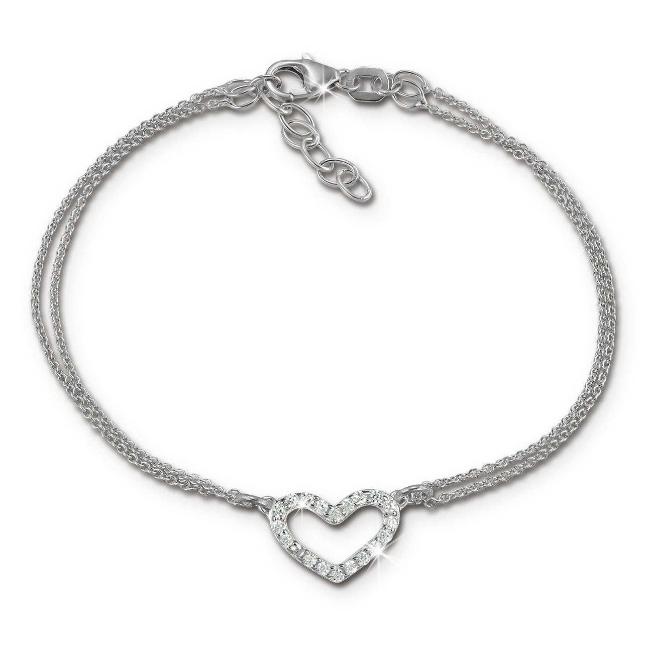 SilberDream Armband Herz Zirkonia weiß 17cm - 19cm 925er Silber Damen SDA2597J