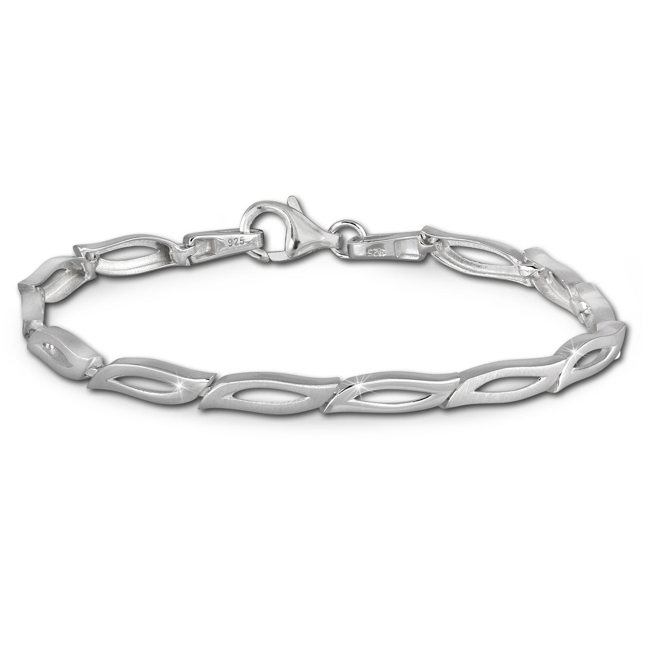 SilberDream Armband Blütenblatt matt/glänzend 925 Sterling Silber 19cm SDA428